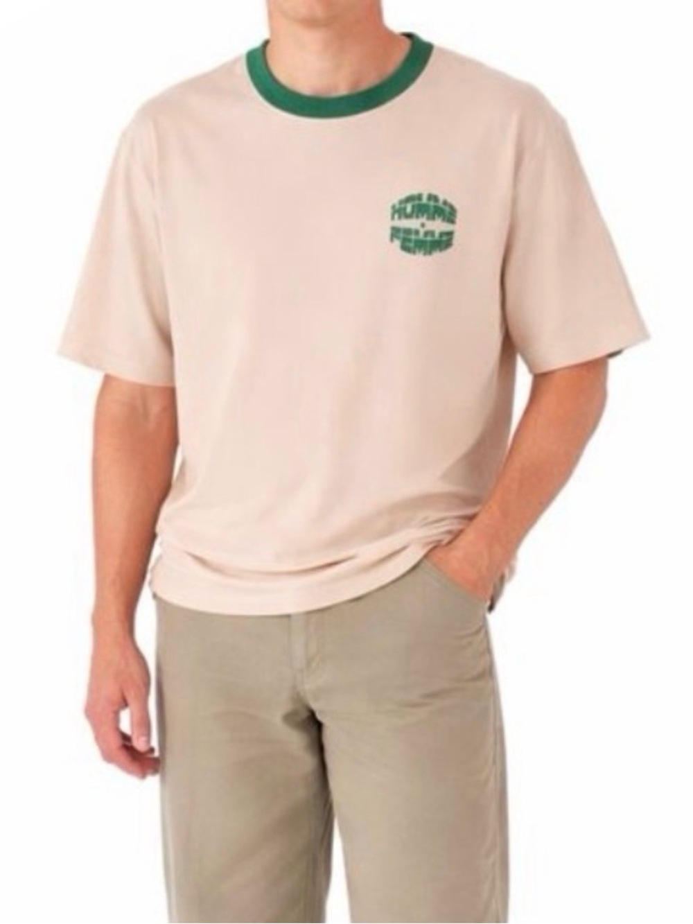 Homme + Femme Logo T-shirt Size M Tan/Green NWOT